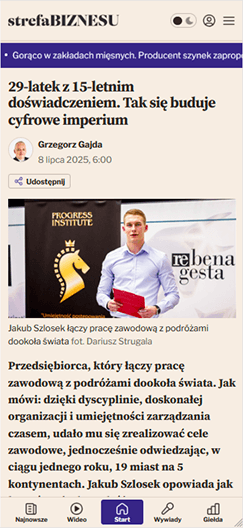 strefaBIZNESU: 29-latek z 15-letnim doświadczeniem